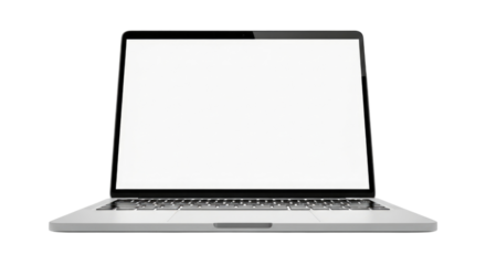 Laptop with blank screen transparent background cutout png