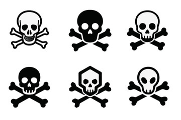 Hazard Icon Artistry. Chemical safety labels. Icon set. Set Logo of hazard communication: toxic skull icon. harmonious logo variations of the same emblematic