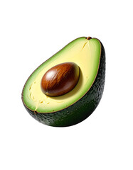 Avocado with Green Leaves - Falling Avocado pieces on Transparent Background - Cut open healthy raw food - Slices and Halves - Cosmetic Ingredient - Hair Shampoo and vitamin Benefits - Avocado Oil