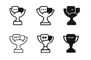 Debate Trophy Icons. Public speaking classes and debate competitions. Icon set. Set Logo of Public speaking classes and debate competitions: trophy with debate