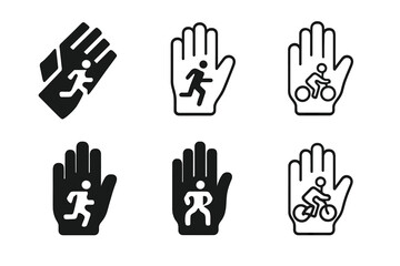 Obraz premium Cool Weather Activity Logos. Outdoor activities in cooler weather (running, cycling). Icon set. Set Logo of Outdoor activities in cooler weather (running,