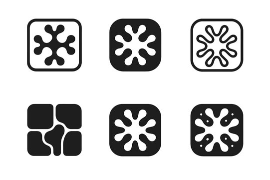 Bone Logo Set. The role of bones. Icon set. Set Logo of The role of bones: trabeculae. harmonious logo variations of the same emblematic concept, each with