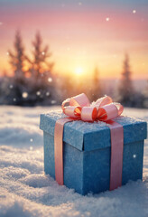 Blue gift box. x-mas. Generative AI