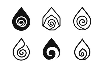 Deep Logo Variations. Deep. Icon set. Set Logo of deep: abyssal drop symbol. harmonious logo variations of the same emblematic concept, each with different