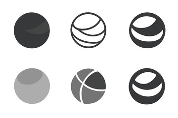 Fototapeta premium Sphere Logo Variations. Sphere. Icon set. Set Logo of Sphere: Transparent layered ball. harmonious logo variations of the same emblematic concept (Filled