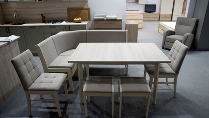 Modern kitchen dining set with bench seating