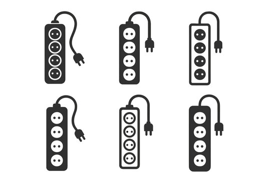 Data Center Icons. Data Center Operations. Icon set. Set Logo of Data Center Operations: PDU power strip. harmonious logo variations of the same emblematic