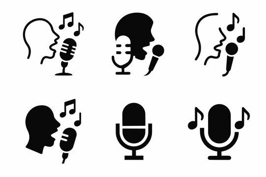 Jazz Logo Variations. Vocal improvisation and scat singing. Icon set. Set Logo of jazz expression: jazz club mood. harmonious logo variations of the same