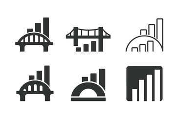 Obraz premium Economic Growth Icons. Developing countries? economic growth. Icon set. Set Logo of Developing countries? economic growth: infrastructure bridge. harmonious
