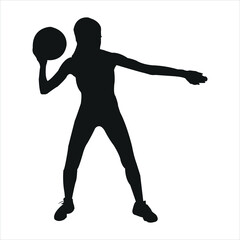 Dodgeball player silhouette vector isolated on white background