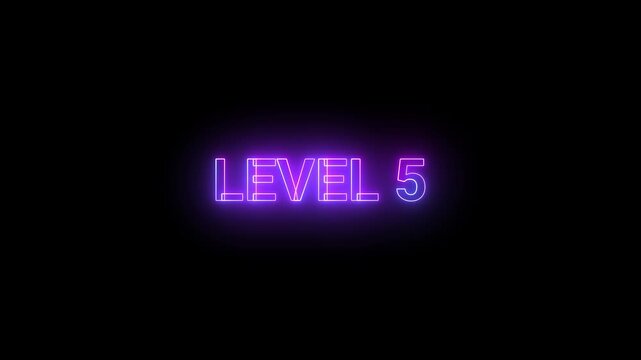 level 5 neon text animation interactive design.