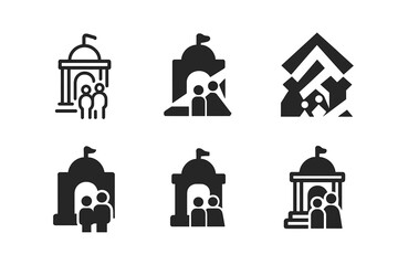 Heritage Landmark Logos. Revisiting places of significance to the family. Icon set. Set Logo of revisiting places of significance to the family: heritage