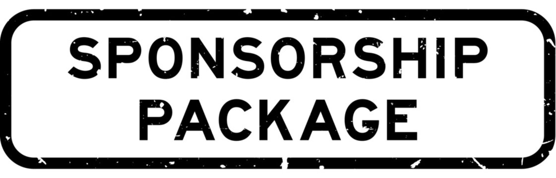 Grunge black sponsorship package word square rubber seal stamp on white background