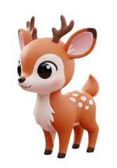 Cute fawn 3d render transparent background cutout png
