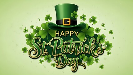 Celebratory St Patricks Day Design with Leprechaun Hat and Clovers Festive Graphic Resource for Irish Culture and Holiday Celebrations Happy Saint Patricks Day