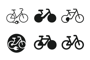 Obraz premium Eco Transportation Icons. Eco-friendly transportation. Icon set. Set Logo of Eco-friendly transportation: electric bicycle with charging plug. harmonious logo
