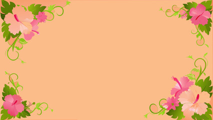 Tropical floral corner decorations on a peach background