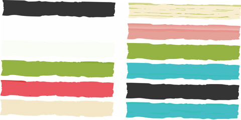 A colorful arrangement of rectangular blocks with torn paper edges