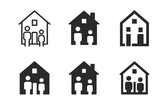 Ancestral Home Logos. Revisiting places of significance to the family. Icon set. Set Logo of revisiting places of significance to the family: ancestral home.