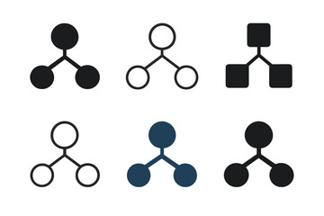 Argumentation Logo Variations. Argumentation. Icon set. Set Logo of Argumentation: branching argument map with central claim node. harmonious logo variations