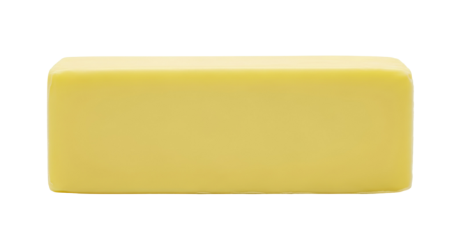 Block of butter isolated PNG on transparent background, dairy product for cooking and baking, ingredient for food preparation