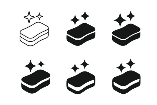 Kitchen Logo Variations. Tidying up the kitchen counters. Icon set. Set Logo of Tidying up the kitchen counters: sponge. harmonious logo variations of the same