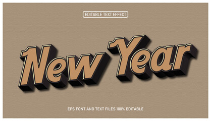 New Year 3D retro vintage style editable text effect