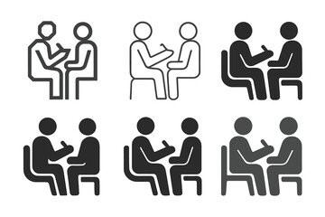 Fototapeta premium Therapist Listening Logos. A Therapist Listening Attentively to a Patient During a Counseling Session. Icon set. Set Logo of A Therapist Listening Attentively