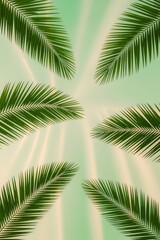 Obraz premium Palm fronds arranged in a symmetrical pattern on a gradient background
