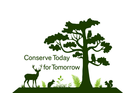 Forest Wildlife Conservation Silhouette PNG Deer, Squirrel, Tree and Nature Quote Design
