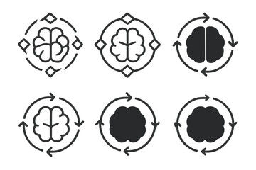 Emotion Processing Icons. How emotions are processed in the brain. Icon set. Set Logo of How emotions are processed in the brain: limbic circuit