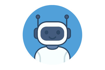 Friendly artificial intelligence chatbot avatar icon for customer service