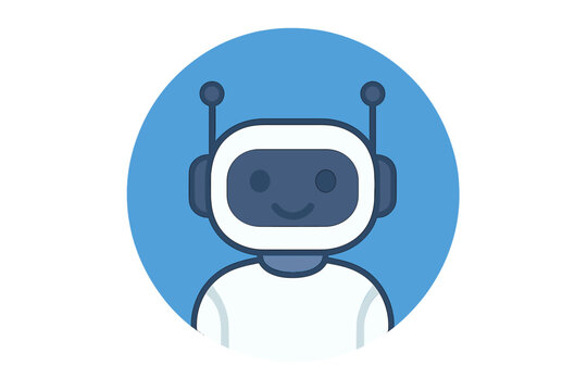 Friendly artificial intelligence chatbot avatar icon for customer service