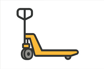 Yellow and black hand pallet jack for moving heavy loads in warehouse logistics