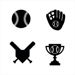 Baseball icons isolated on white background