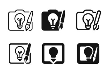 Creative Logo Variations. Brand photography and content creation services. Icon set. Set Logo of brand photography and content creation services: photo frame