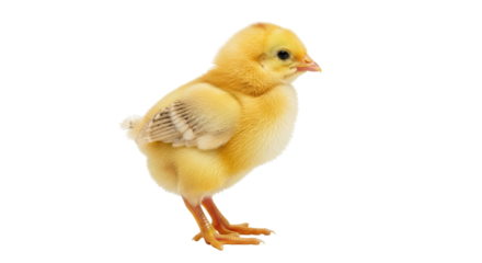 Adorable yellow chick PNG isolated on transparent background, fluffy baby bird for Easter and spring designs, farm animal clipart