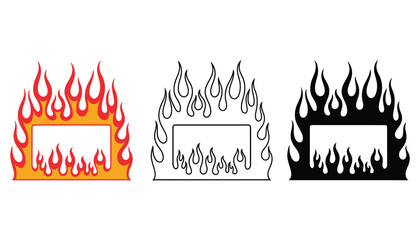 Fire frame vector illustration flame design hot burn template