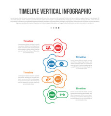 Timeline vertical base shape infographics template diagram with circle and flower petal outline opposite direction with 4 point step creative simple flat outline