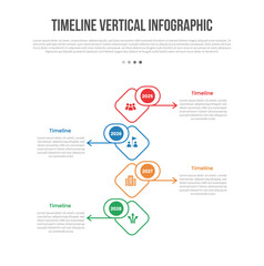 Timeline vertical base shape infographics template diagram with round rhombus shape stacked with arrow pointer with 4 point step creative simple flat outline