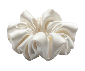 Cream satin scrunchie transparent background cutout png