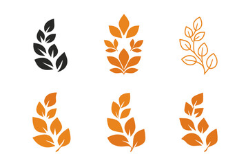 Fototapeta premium Autumn Leaf Logos. Autumn leaves. Icon set. Set Logo of Autumn leaves: swirling fall of scattered leaves. harmonious logo variations of the same emblematic