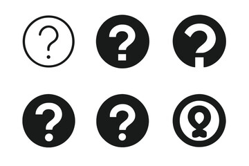 Quiz Logo Variations. Interactive quiz template. Icon set. Set Logo of quiz design: question mark inside circle. harmonious logo variations of the same