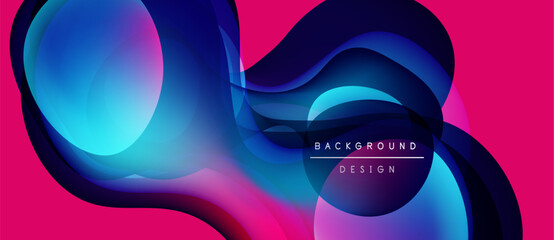 Abstract fluid shapes, vibrant colors blend. Pink, blue, purple hues create dynamic background design. Modern aesthetic, smooth gradients.