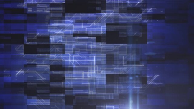 Abstract digital background with glowing blue rectangles and circuit patterns
