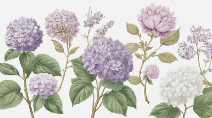 Elegant wedding invitation card background . Minimal hand painted watercolor Hydrangea flowers texture template background. Design for wedding, vip cover, poster, rsvp moderncard.Valentine's Day