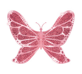 Rosegold glitter butterfly clipart. Coquette sparkle aesthetic element for branding, invitations, scrapbooking and decorative design projects.