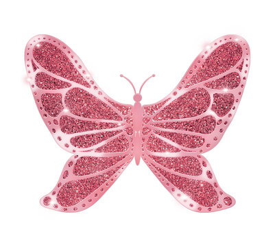 Rosegold glitter butterfly clipart. Coquette sparkle aesthetic element for branding, invitations, scrapbooking and decorative design projects.