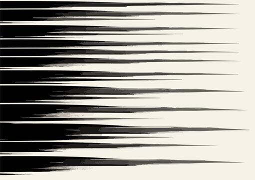 Trazo de pincel negro horizontal abstracto, efecto velocidad o movimiento r&aacute;pido sobre fondo claro.