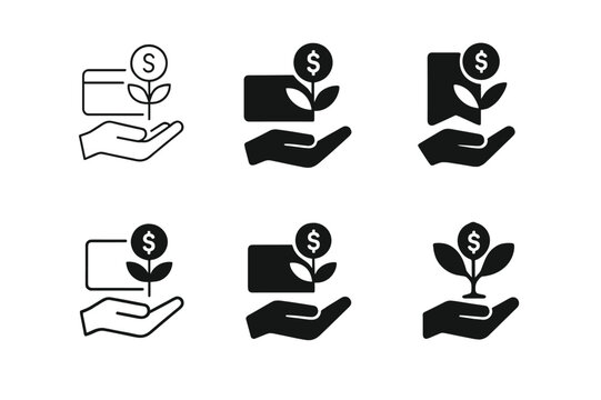 Economic Growth Logos. Developing countries? economic growth. Icon set. Set Logo of Developing countries? economic growth: microfinance loan card. harmonious